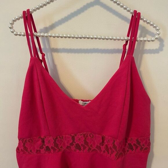 Rue 21 Womens 2X babydoll Camisole Top Lace Panel Layered V Neck Pink ruffle Y2K - Picture 6 of 13